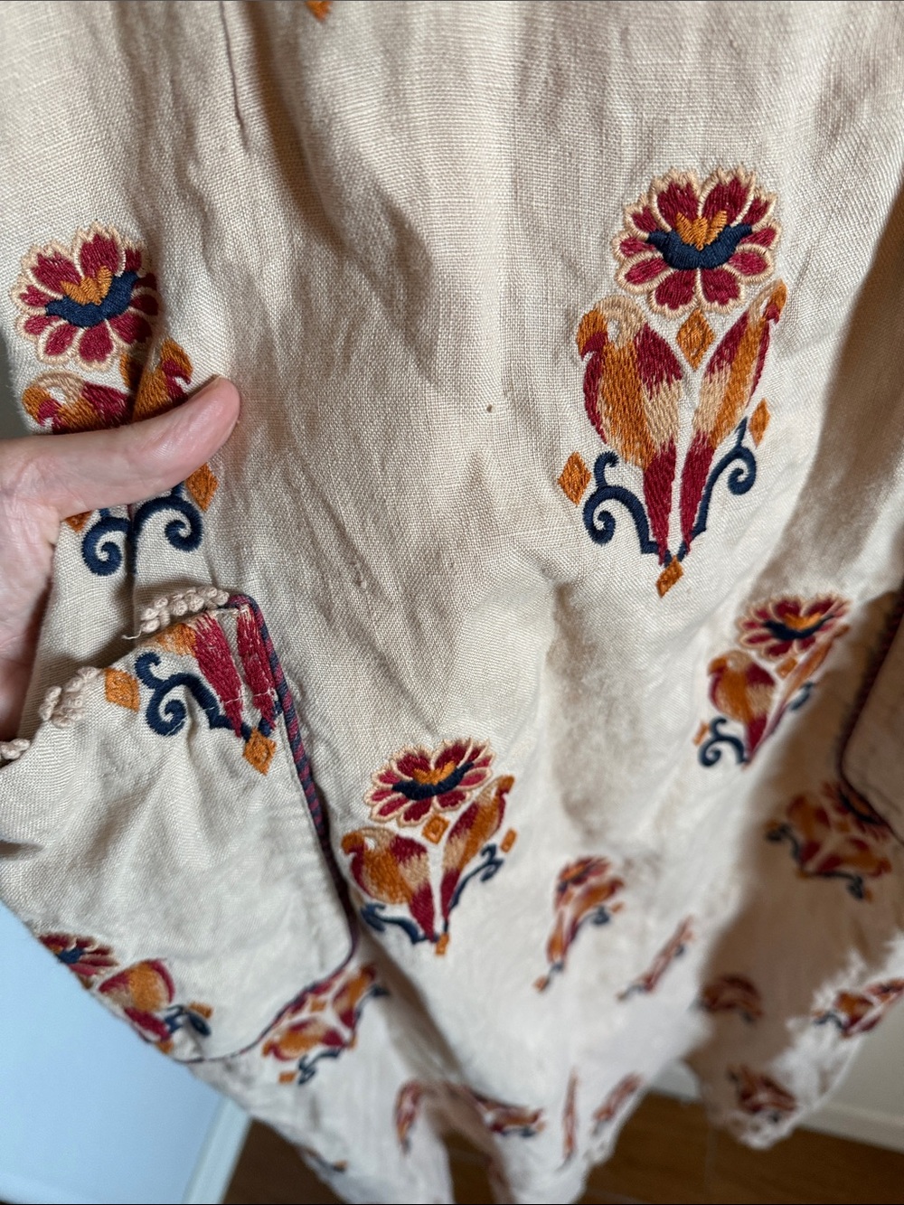FARM Rio Puff Sleeve Linen Macaw Dress- size Small - Picture 4 of 9